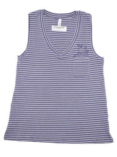 Women's Soft Purple Sleeveless Striped V Neck Tank Top Tee Shirt - Bad Boy Mowers