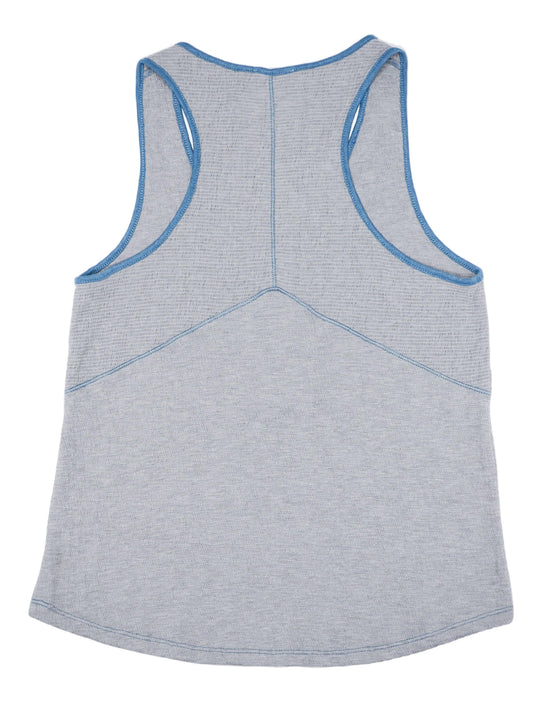 Women's Teal Blue Button Sleeveless Racerback Tank Top Tee Shirt - Bad Boy Mowers