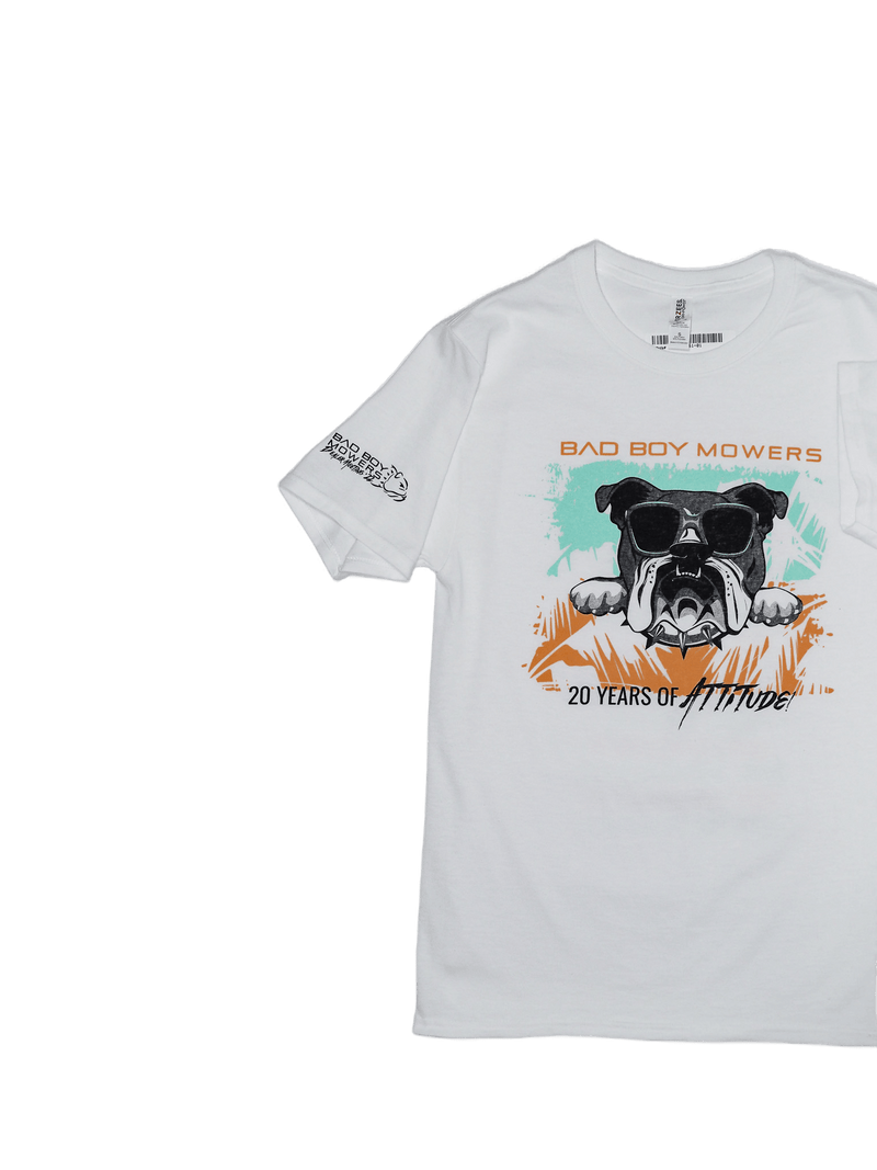 Load image into Gallery viewer, White Bad Boy Dealer Meeting Tour Tee 20 Years - Bad Boy Mowers
