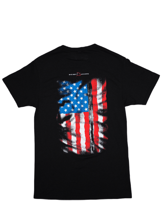 Bad Boy Mowers Rugged American Flag Black Short Sleeve T-Shirt - Bad Boy Mowers