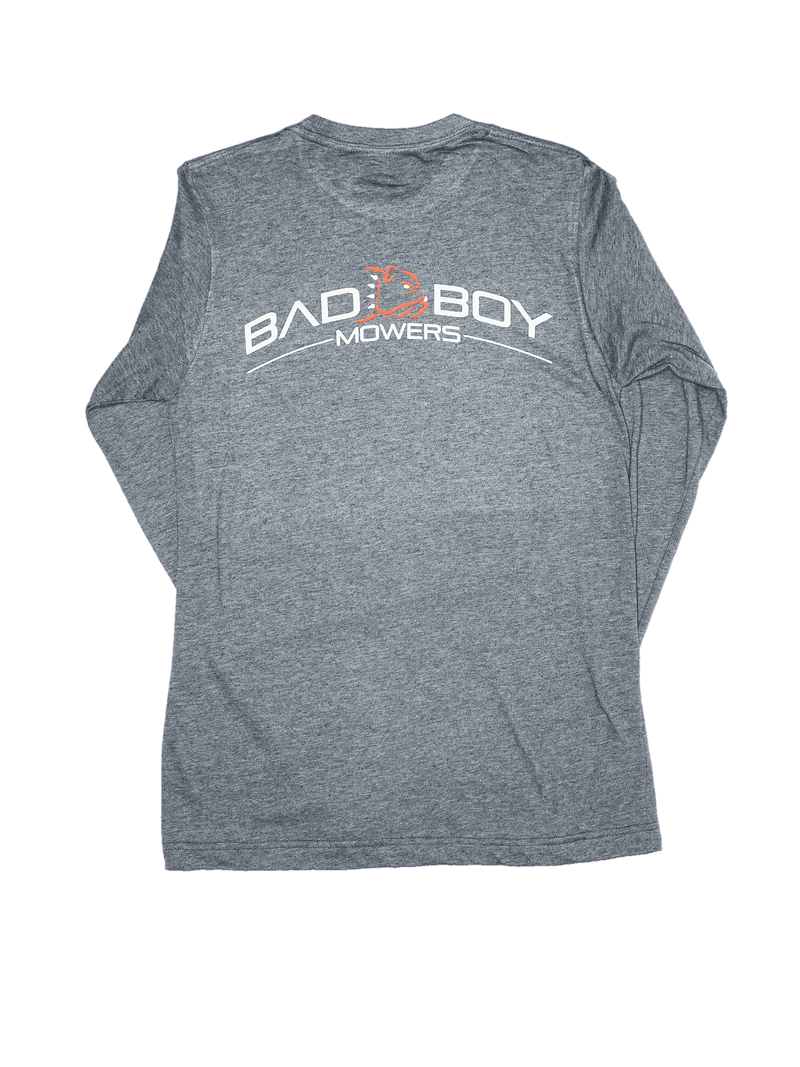 Load image into Gallery viewer, Dark Heather Long Sleeve Tee Bad Boy Mowers Front and Back Logo - Bad Boy Mowers
