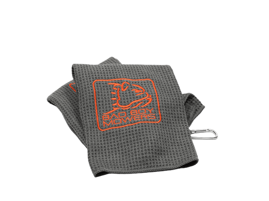 Deep Gray Waffle Tri-fold Bad Boy Mowers Golf Towel - Bad Boy Mowers